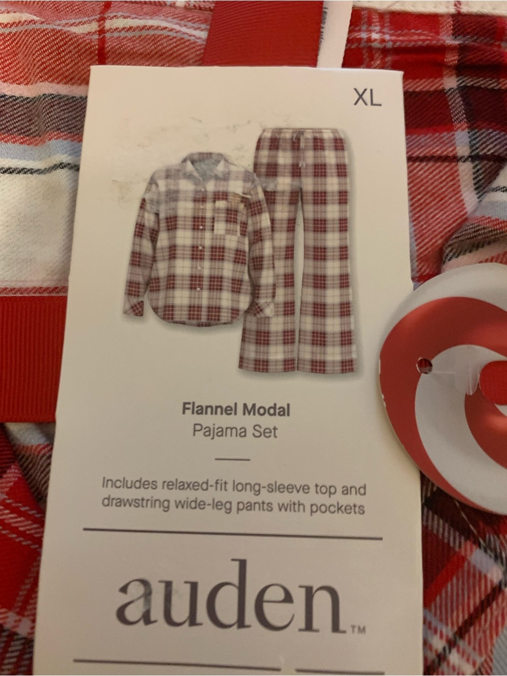 Auden Red and White Plaid Flannel Modal Pajama Set - XL